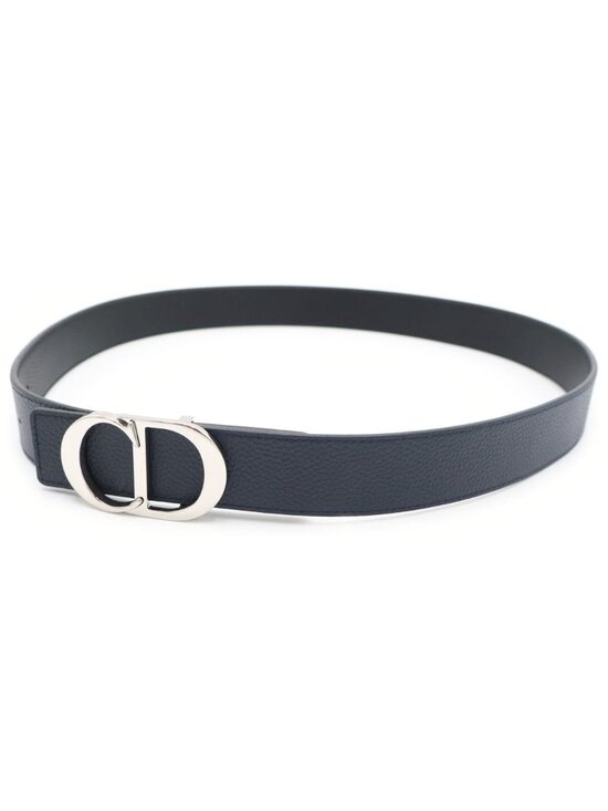 Dior CD Logo Reversible Leather Belt Black Silver 100 40